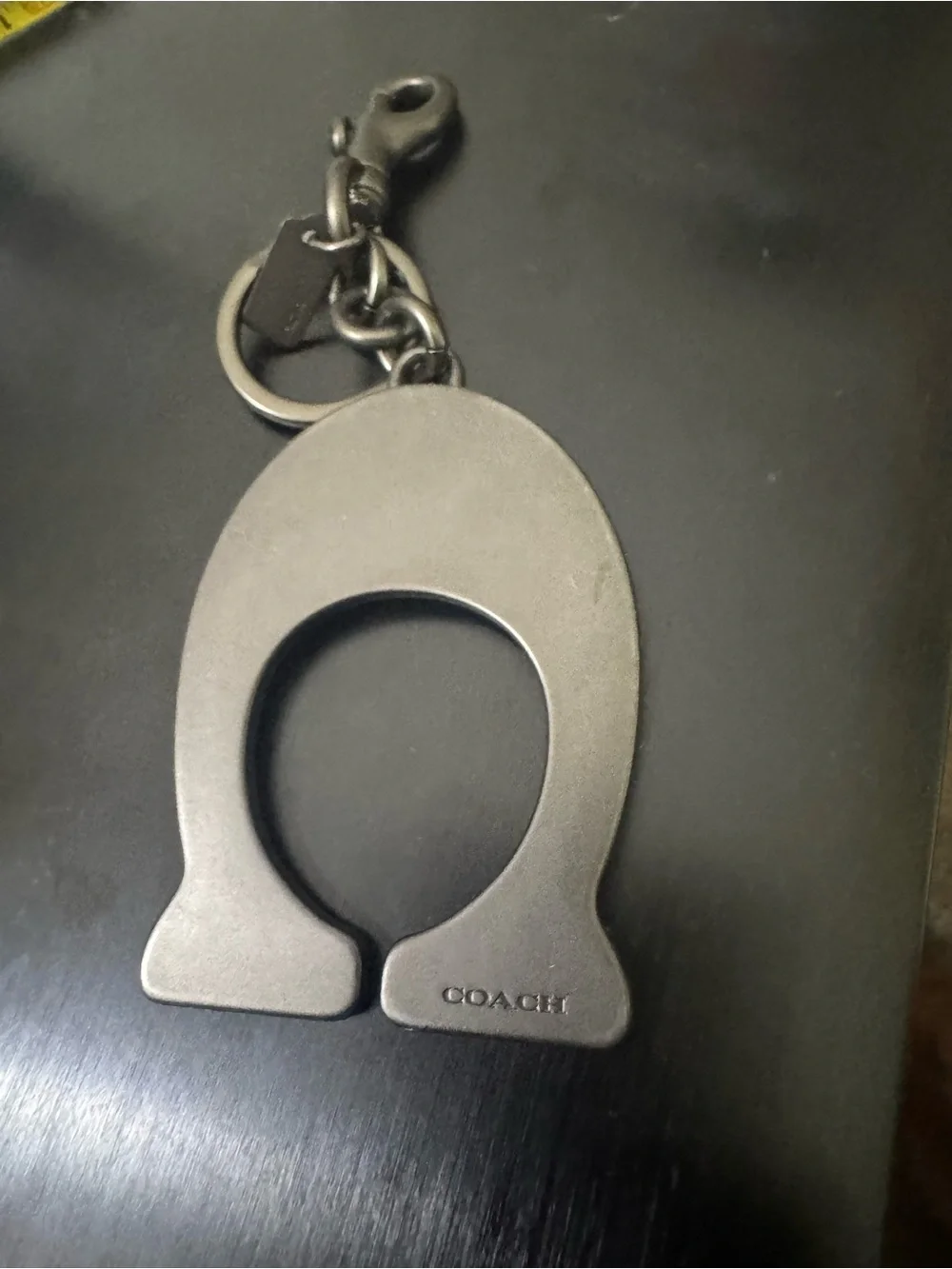 Coach Black Leather and Gunmetal Key Fob with Stud Accents - Picture 4 of 6